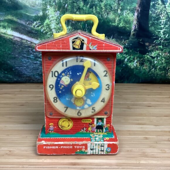 Vintage Fisher Price Teaching Clock Wind Up Musical - Picture 2 of 8